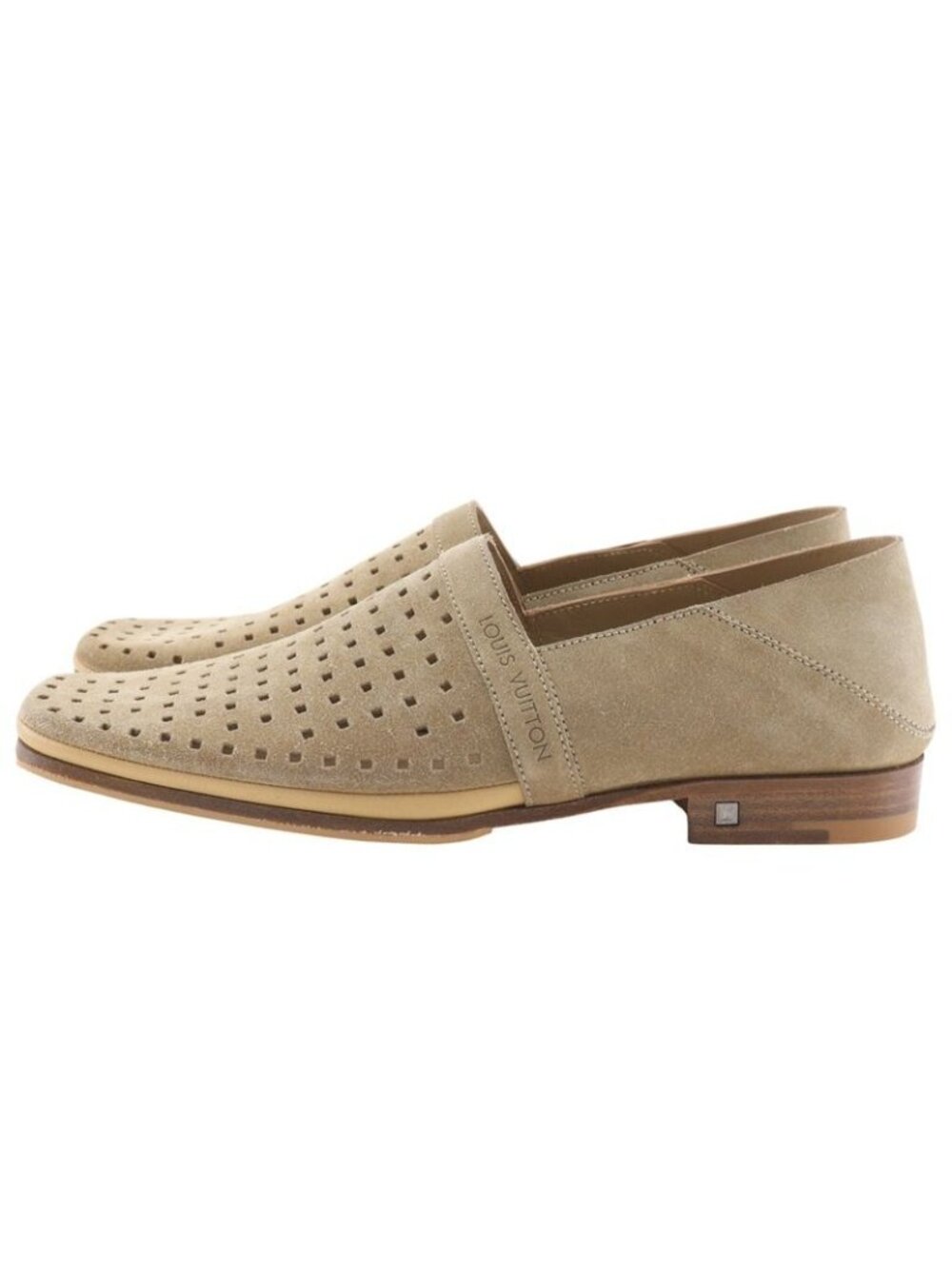 Louis Vuitton Perforated Suede Beige Loafers - Picture 2 of 7